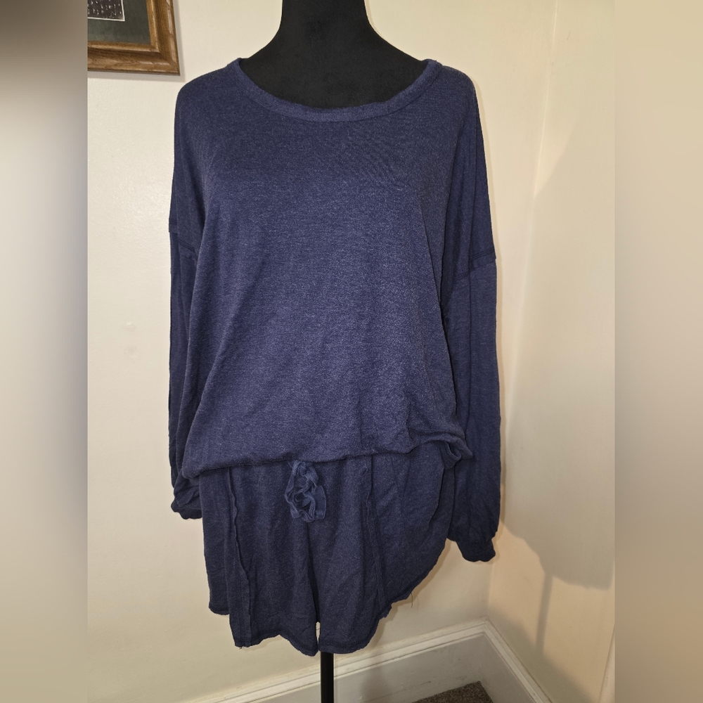 Cacique Navy Blue Lightweight Drawstring Shorts And Lounge Top
